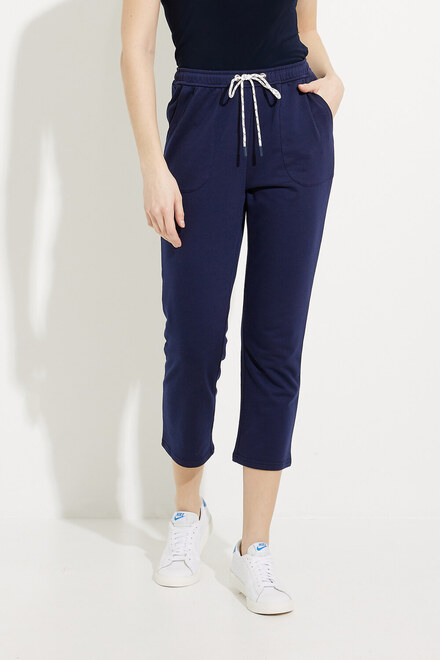 Drawstring Cropped Pants Style A41202. Navy