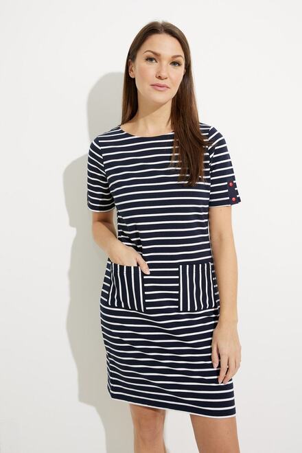 Mixed Striped Dress Style A41208 . Navy. 3