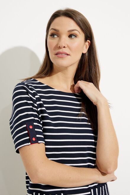 Mixed Striped Dress Style A41208 . Navy. 4