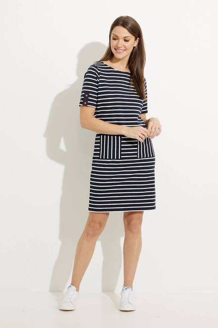 Mixed Striped Dress Style A41208 . Navy. 5