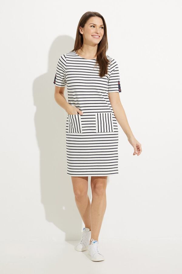Mixed Striped Dress Style A41208 . Off-white