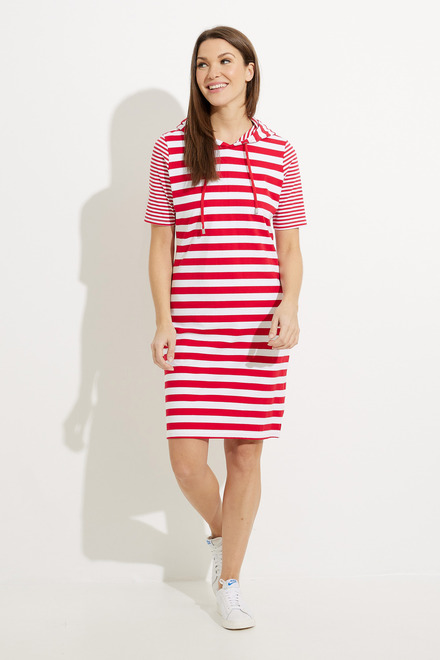 Striped Drawstring Dress Style A41210. Red combo