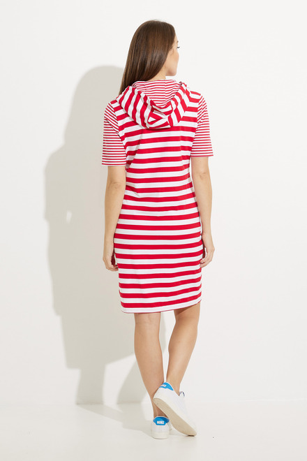 Striped Drawstring Dress Style A41210. Red Combo. 2