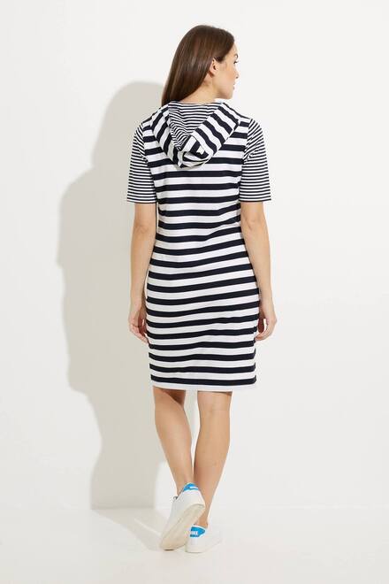 Striped Drawstring Dress Style A41210. Navy Combo. 2
