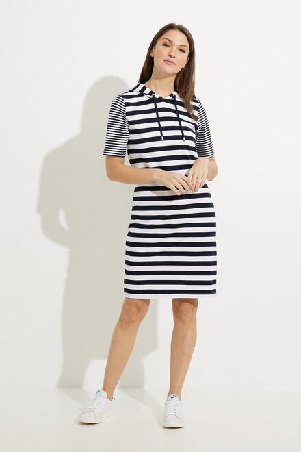 Striped Drawstring Dress Style A41210. Navy Combo. 5