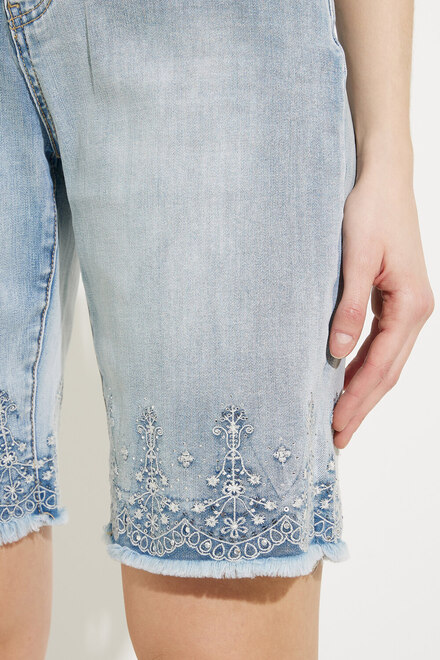 Embroidered Jean Shorts Style A41222. Blue. 3