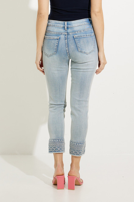 Embroidered Cuff Jeans Style A41223. Blue. 2