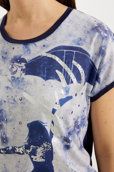Printed Ringer T-Shirt Style A41226. Blue. 3