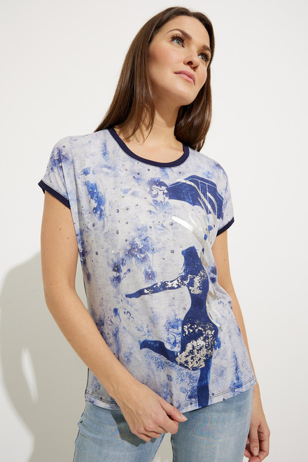 Printed Ringer T-Shirt Style A41226. Blue. 4