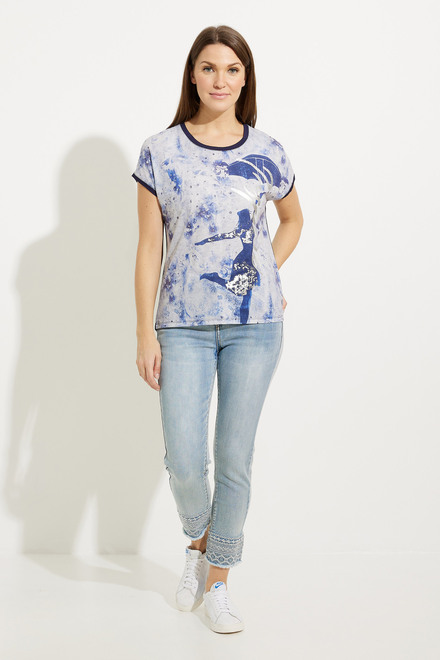 Printed Ringer T-Shirt Style A41226. Blue. 5
