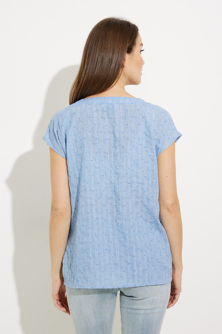 Square Neck Textured Blouse Style A41237. Denim. 2