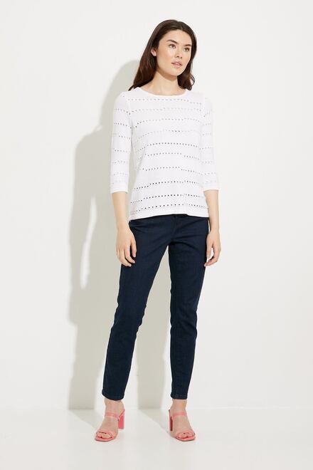 Stitch Knit Cotton Sweater Style A41245. White. 4