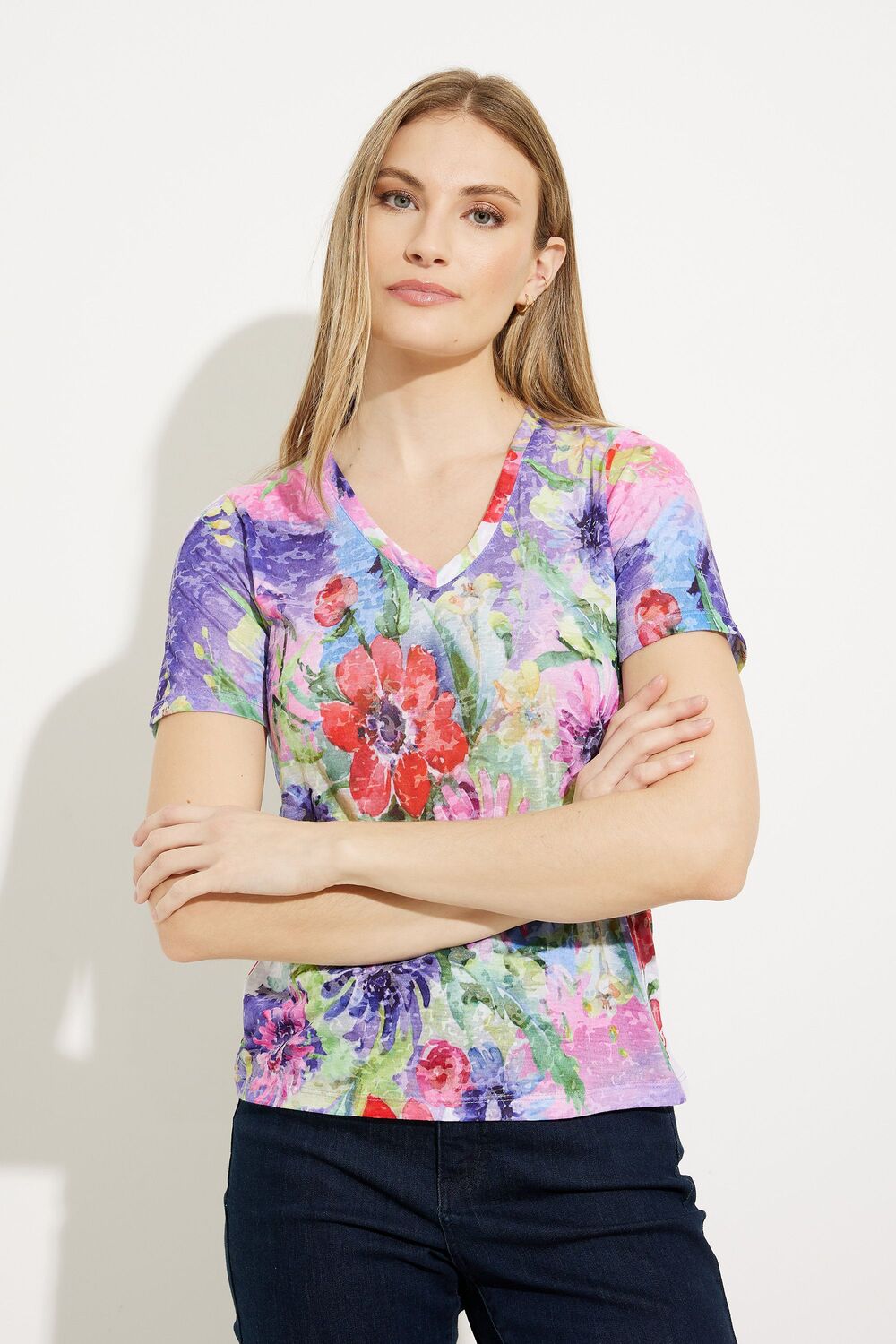 Floral V-Neck T-Shirt Style A41265. As Sample