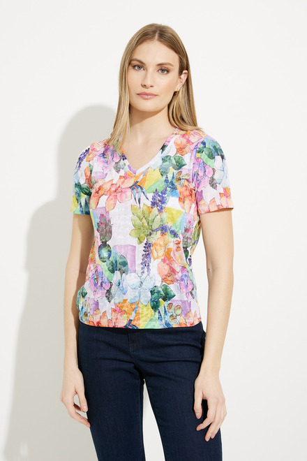 Abstract Print V-Neck T-Shirt Style A41298. As sample