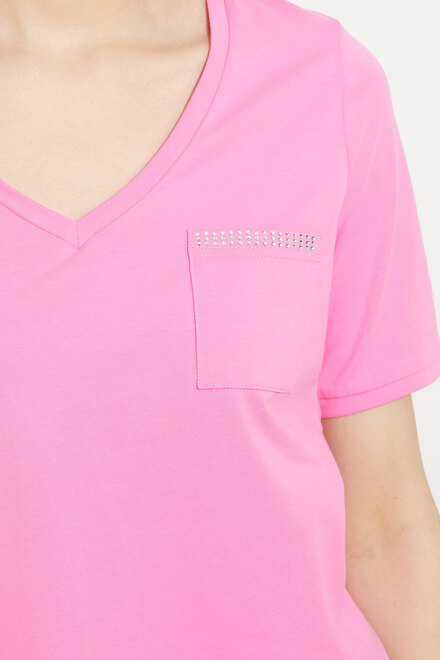 Pocket V-Neck T-Shirt Style A41299. Pink. 3