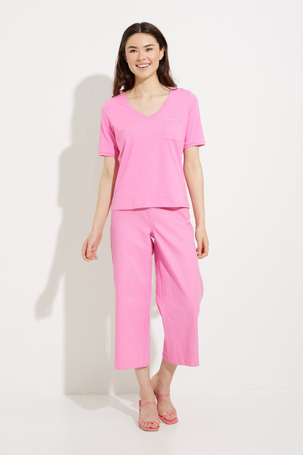 Pocket V-Neck T-Shirt Style A41299. Pink. 5