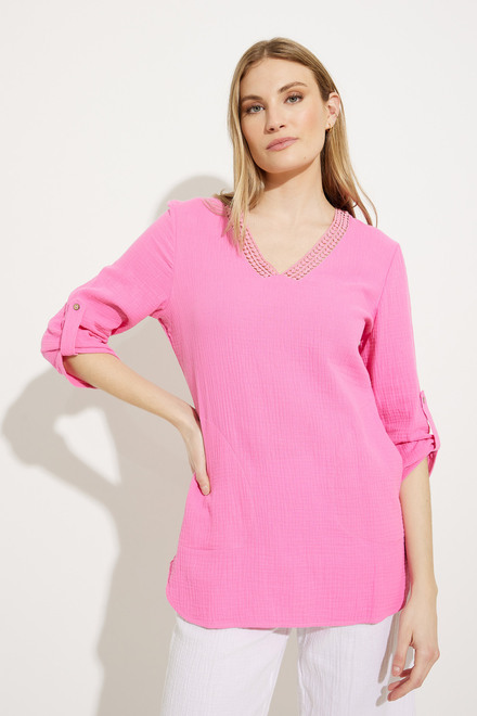 Draped Detail Lace Tunic Style A41316. Pink. 4