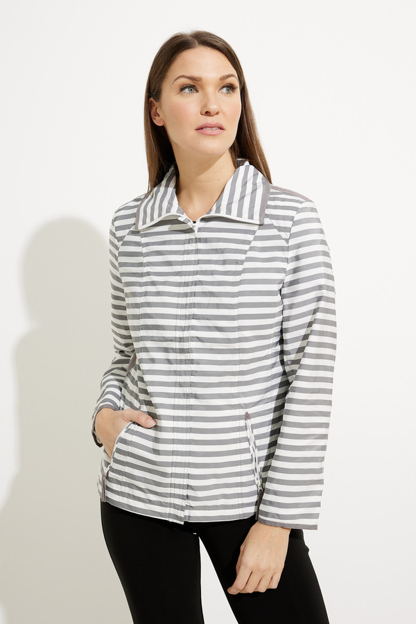 Striped Zip-Up Jacket Style A41322. Silver