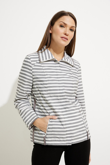 Striped Zip-Up Jacket Style A41322. Silver. 4