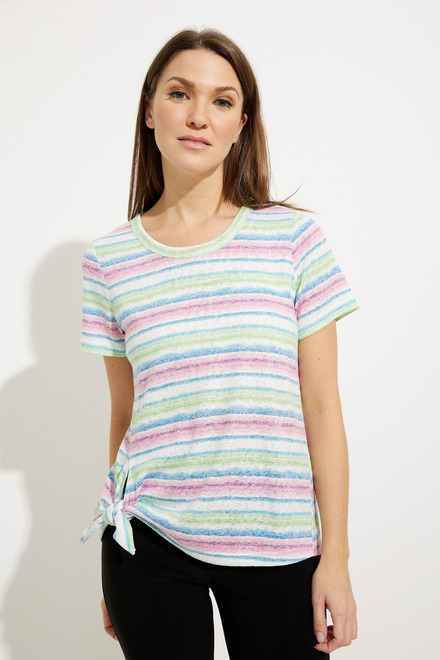 Striped Waist Tie T-Shirt Style A41340. As sample