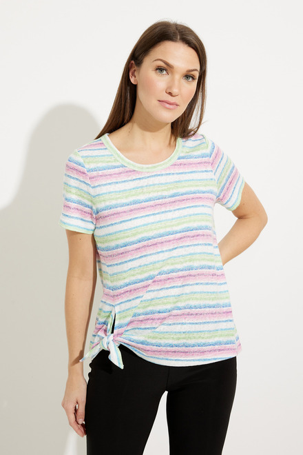 Striped Waist Tie T-Shirt Style A41340. As Sample. 4