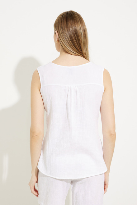 Boat Neck Sleeveless Top Style A41392. White. 2