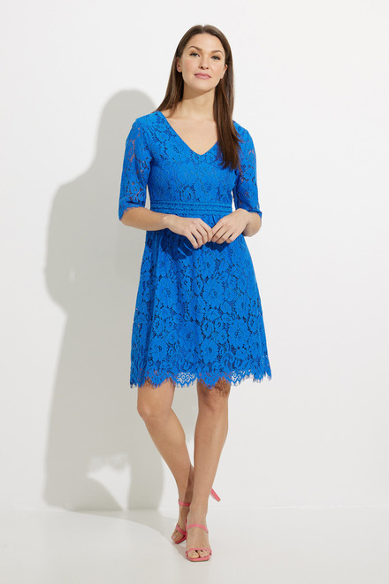 Lace Overlay Dress Style A41401. Cobalt