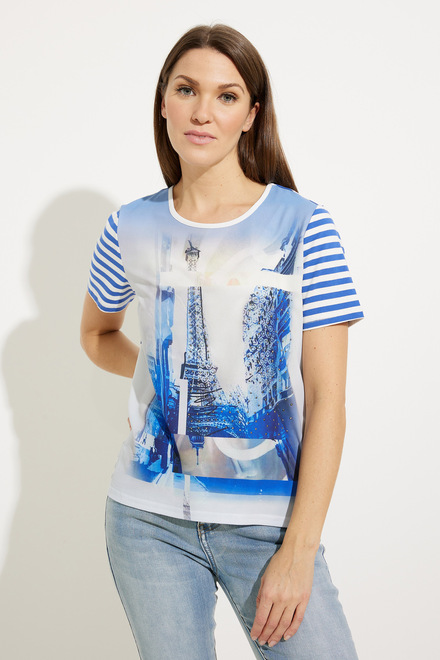 Graphic &amp; Striped T-Shirt Style A41412. As Sample. 4