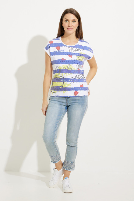 Graphic &amp; Striped T-Shirt Style A41430. As Sample. 5