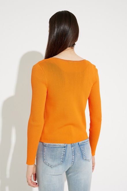 Open Front Knit Cardigan Style EW30002. Orange. 4