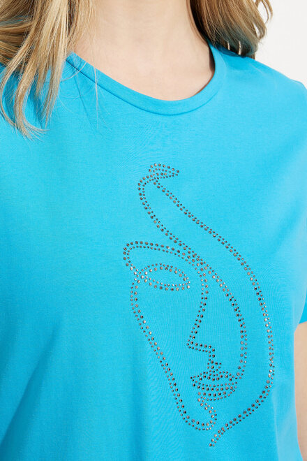 Rhinestone Front T-Shirt Style EW30003. Turquoise. 4