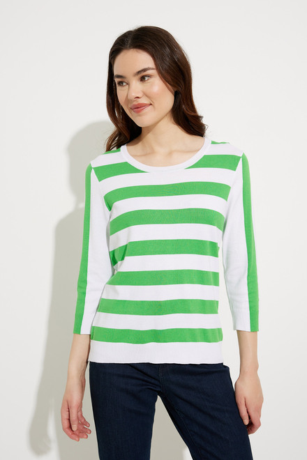 Striped Crew Neck Sweater Style EW30005. Green. 3