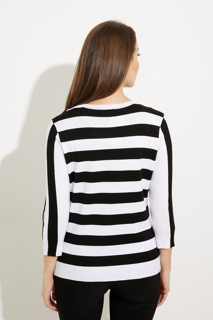 Striped Crew Neck Sweater Style EW30005. Black. 2
