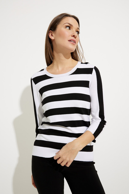 Striped Crew Neck Sweater Style EW30005. Black. 4