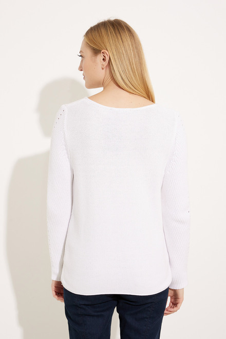 Round Neck Knit Sweater Style EW30037. White. 2
