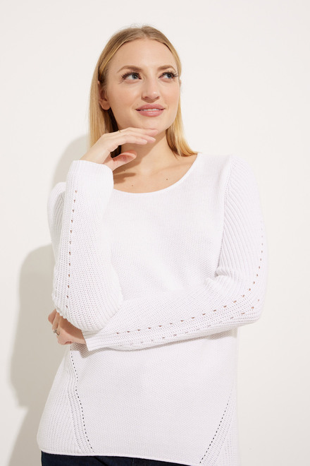 Round Neck Knit Sweater Style EW30037. White. 4
