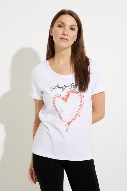 T-shirt &agrave; imprim&eacute; c&oelig;ur mod&egrave;le EW30048. Blanc. 4