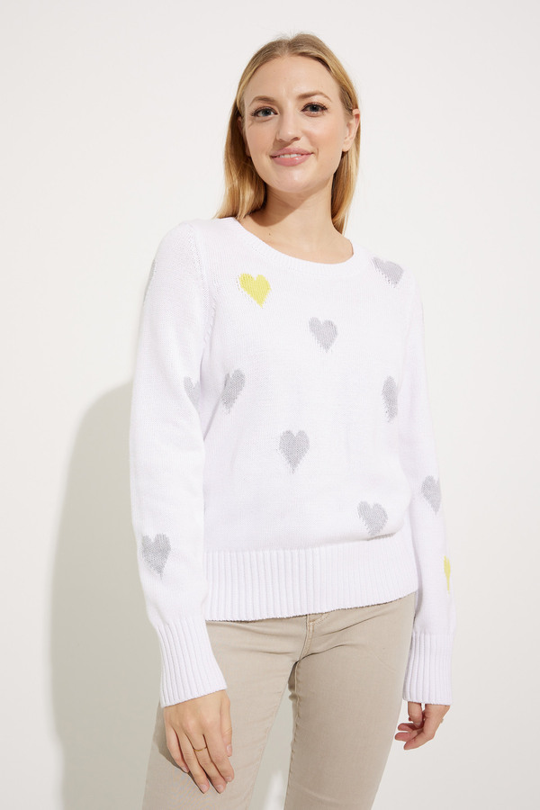 Heart Motif Sweater Style EW30078. White