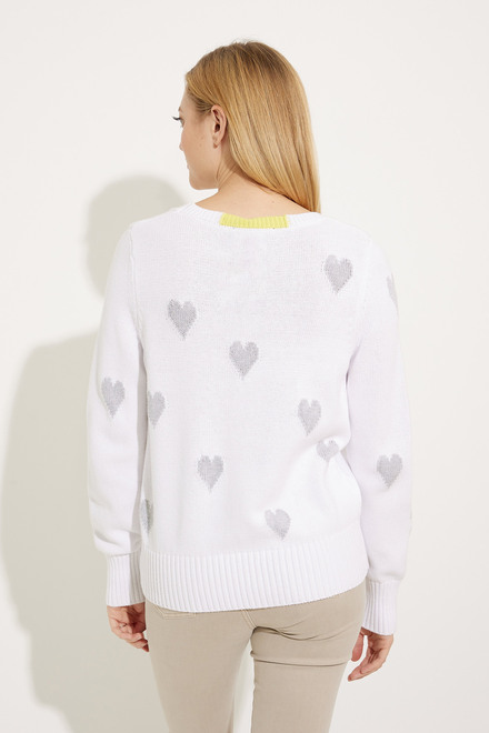 Heart Motif Sweater Style EW30078. White. 2