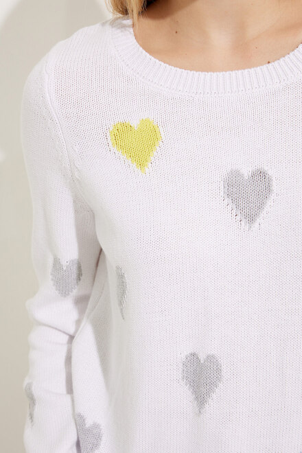 Heart Motif Sweater Style EW30078. White. 3