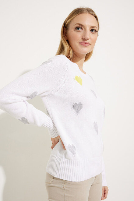 Heart Motif Sweater Style EW30078. White. 4