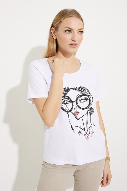 T-shirt &agrave; imprim&eacute; artistique mod&egrave;le EW30135. Blanc
