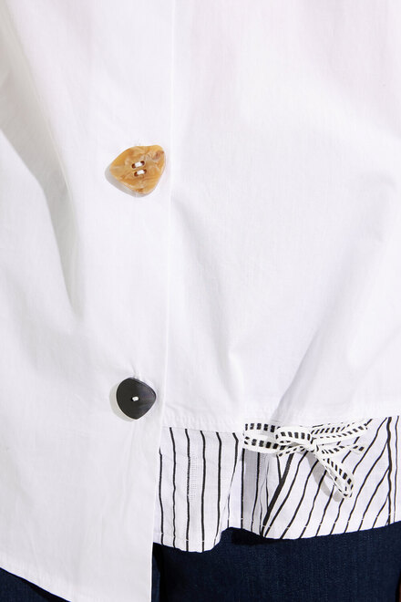 Contrast Trim Button-Down Blouse Style EW30138. As Sample. 3