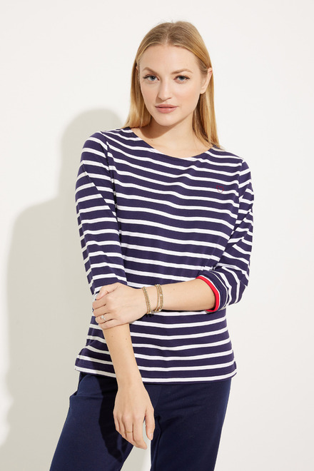 Striped Boat Neck T-Shirt Style EW30200. As sample