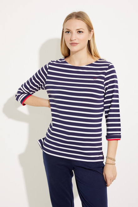 Striped Boat Neck T-Shirt Style EW30200. As Sample. 3