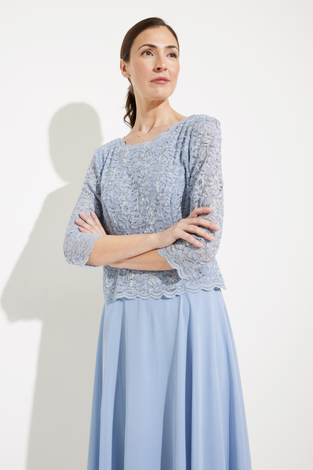 Sequin Lace &amp; Chiffon Dress Style 1121796. Sky Blue. 4
