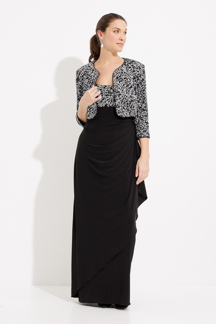 Bolero Jacket & Side Ruched Dress Style 1211421. Black/Wht