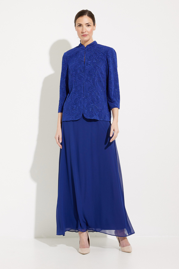 Jacquard Knit Dress & Jacket Style 125053. Electric Blue