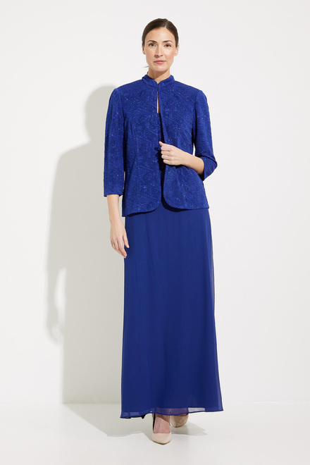 Jacquard Knit Dress &amp; Jacket Style 125053. Electric Blue. 5