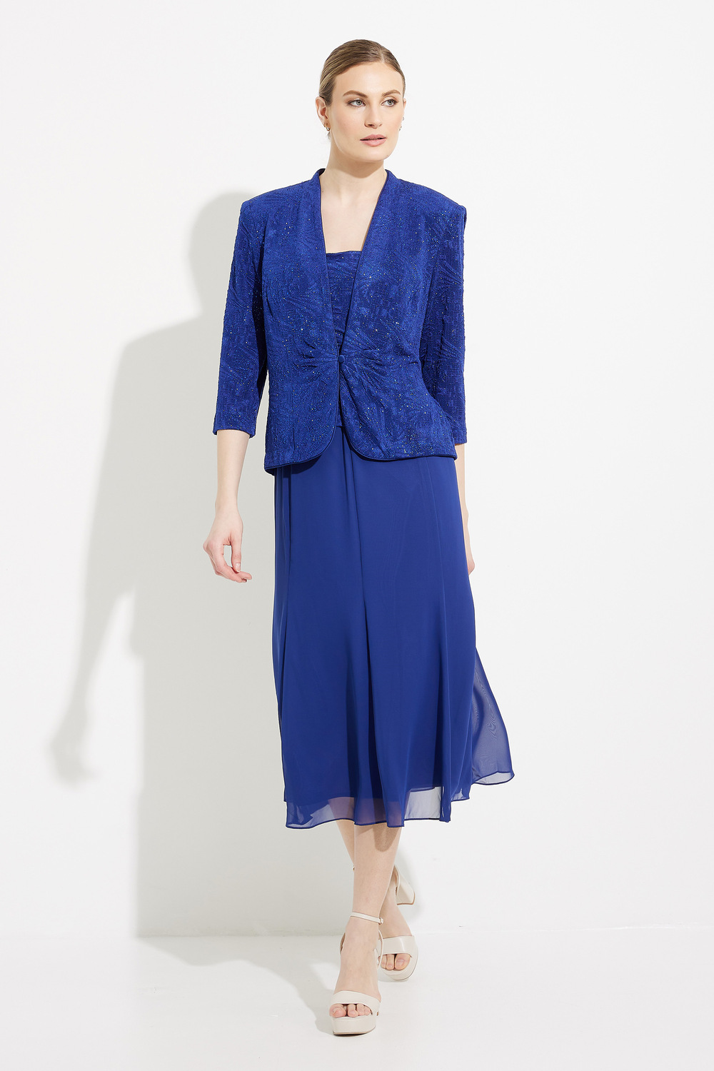 Jacquard Knit & Mesh Skirt Style 125256. Electric Blue